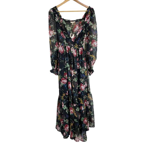byTiMo NWT Rose Field Wrap Dress Midi Floral Size S Ruffle Trim Long Sleeves - Picture 4 of 12